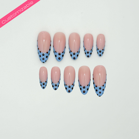 French Tips with Polk-a-dots