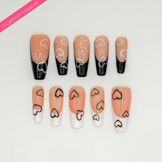 French tips with Hearts